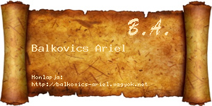 Balkovics Ariel névjegykártya